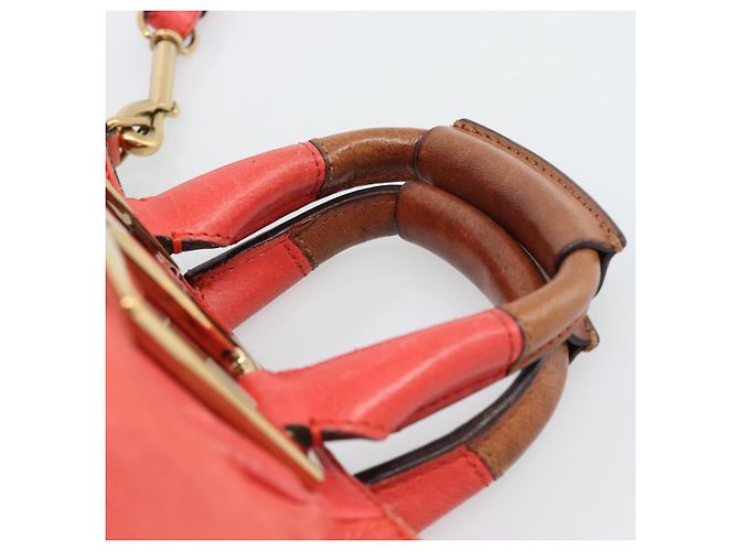 Chloé Borsa Chloe Etel in Pelle 2way Rosso Oro Auth BA13902 D'oro - vista 14