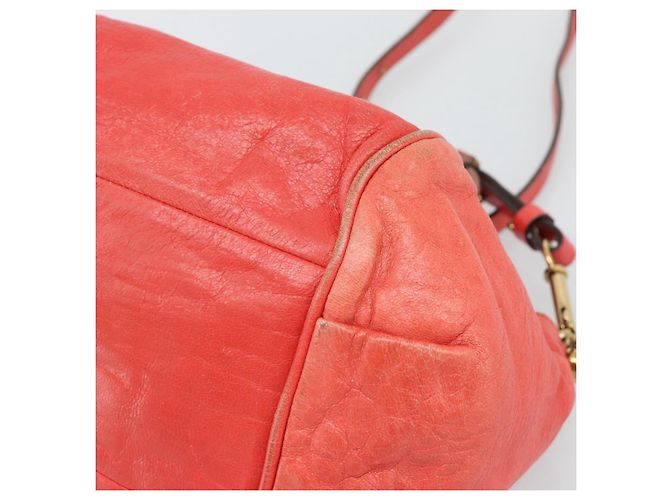 Chloé Borsa Chloe Etel in Pelle 2way Rosso Oro Auth BA13902 D'oro - vista 17
