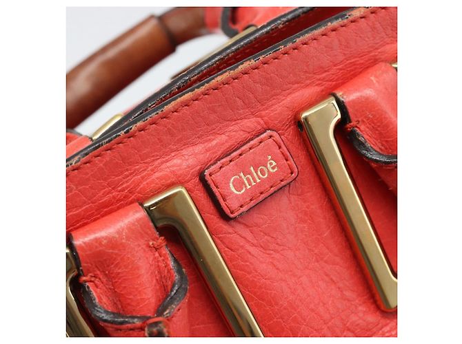 Chloé Borsa Chloe Etel in Pelle 2way Rosso Oro Auth BA13902 D'oro - vista 19