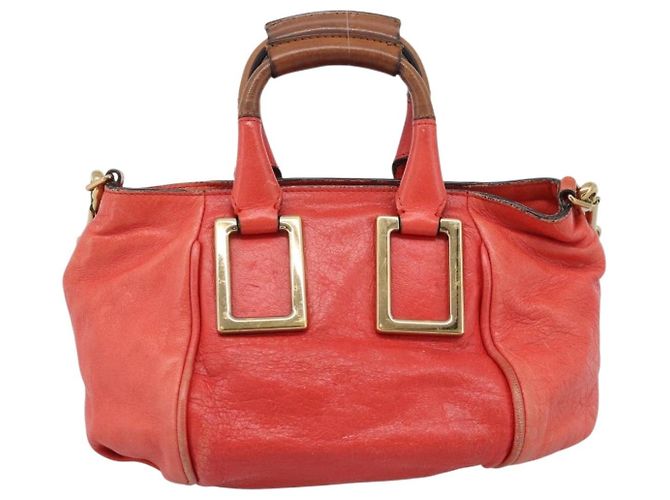 Chloé Borsa Chloe Etel in Pelle 2way Rosso Oro Auth BA13902 D'oro - vista 2
