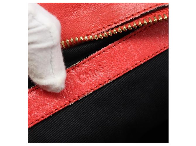 Chloé Borsa Chloe Etel in Pelle 2way Rosso Oro Auth BA13902 D'oro - vista 20