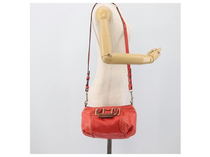 Chloé Borsa Chloe Etel in Pelle 2way Rosso Oro Auth BA13902 D'oro - vista 24