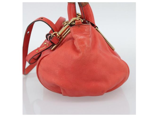 Chloé Borsa Chloe Etel in Pelle 2way Rosso Oro Auth BA13902 D'oro - vista 4