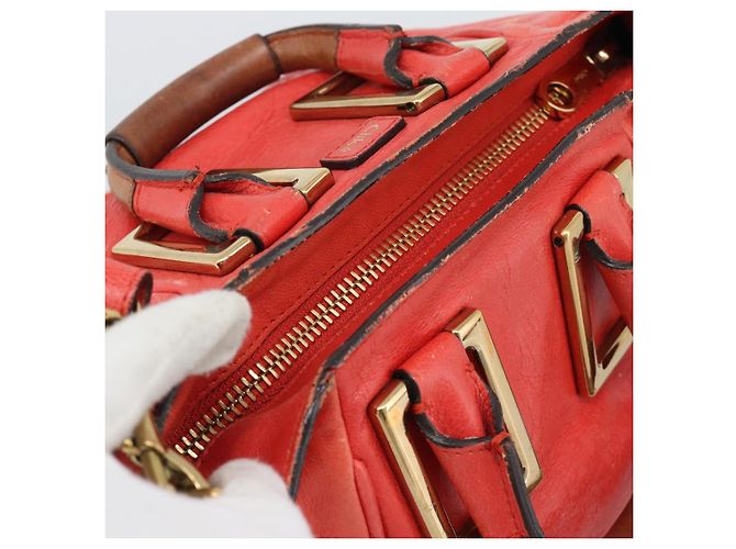 Chloé Borsa Chloe Etel in Pelle 2way Rosso Oro Auth BA13902 D'oro - vista 6