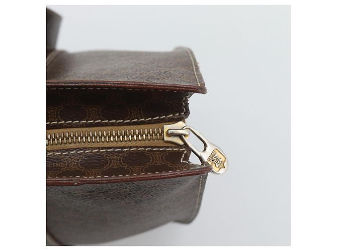Céline Borsa Tote CELINE Macadam Canvas PVC Pelle Marrone Oro Auth mr2749 D'oro - vista 10