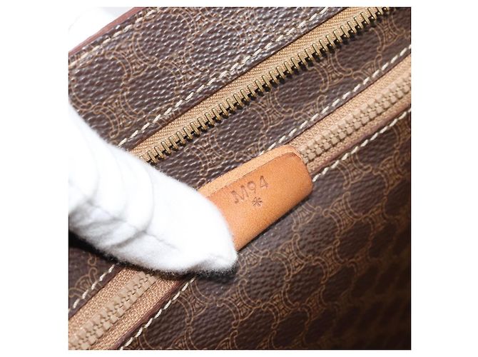 Céline Borsa Tote CELINE Macadam Canvas PVC Pelle Marrone Oro Auth mr2749 D'oro - vista 12