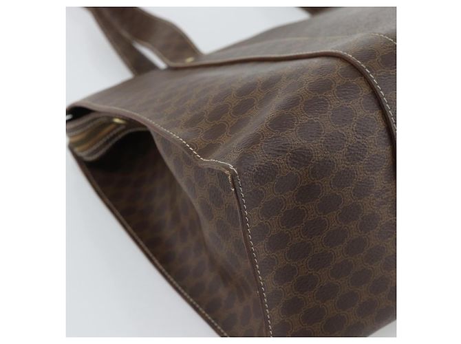 Céline Borsa Tote CELINE Macadam Canvas PVC Pelle Marrone Oro Auth mr2749 D'oro - vista 16