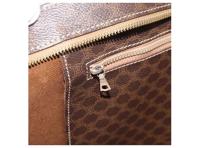 Céline Borsa Tote CELINE Macadam Canvas PVC Pelle Marrone Oro Auth mr2749 D'oro - vista 20