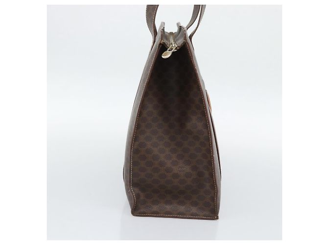 Céline Borsa Tote CELINE Macadam Canvas PVC Pelle Marrone Oro Auth mr2749 D'oro - vista 3