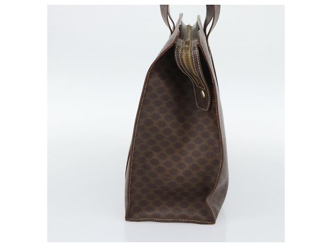 Céline Borsa Tote CELINE Macadam Canvas PVC Pelle Marrone Oro Auth mr2749 D'oro - vista 4