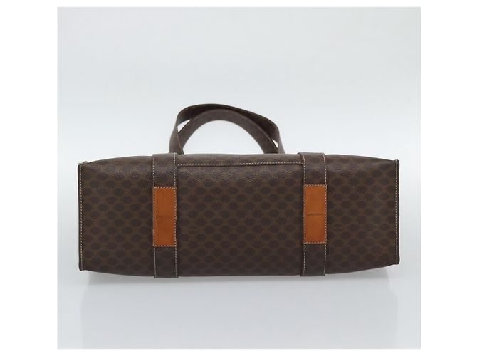 Céline Borsa Tote CELINE Macadam Canvas PVC Pelle Marrone Oro Auth mr2749 D'oro - vista 5
