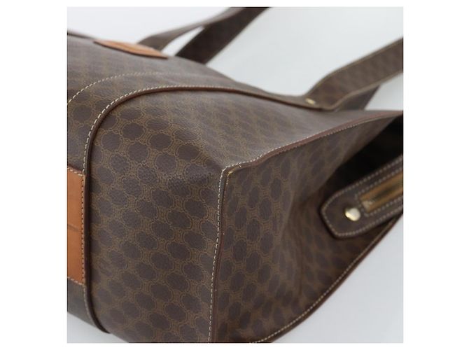 Céline Borsa Tote CELINE Macadam Canvas PVC Pelle Marrone Oro Auth mr2749 D'oro - vista 9