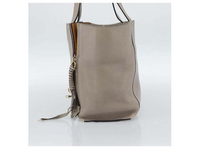 Chloé Borsa Tote Chloe in pelle grigia e oro Auth ar14027 Marrone D'oro - vista 4