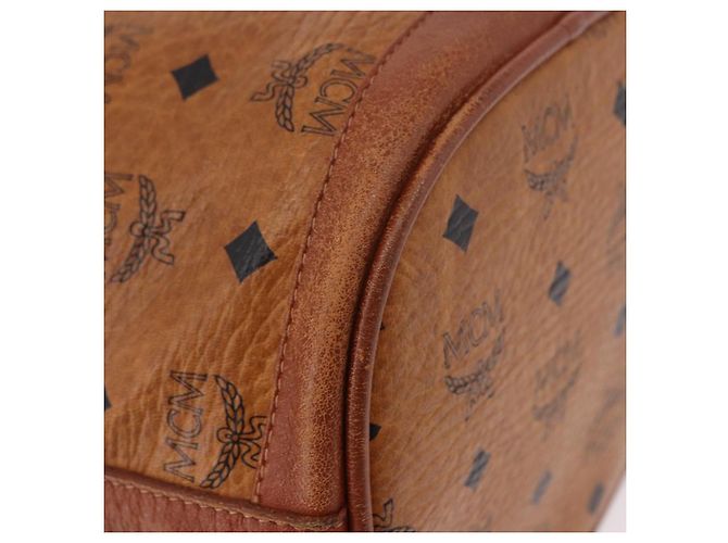Sacca a cordino MCM Vicetos Logogram PVC Leather Brown Gold Auth 186663 Marrone D'oro - vista 15