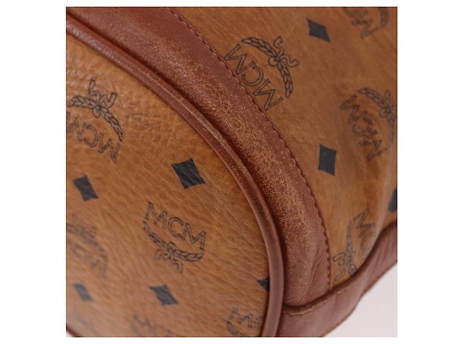 Sacca a cordino MCM Vicetos Logogram PVC Leather Brown Gold Auth 186663 Marrone D'oro - vista 16