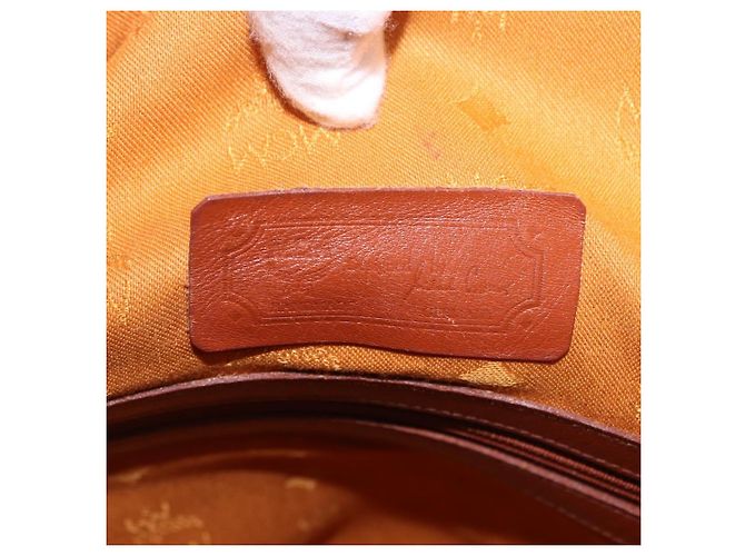 Sacca a cordino MCM Vicetos Logogram PVC Leather Brown Gold Auth 186663 Marrone D'oro - vista 17