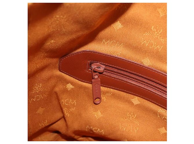 Sacca a cordino MCM Vicetos Logogram PVC Leather Brown Gold Auth 186663 Marrone D'oro - vista 20