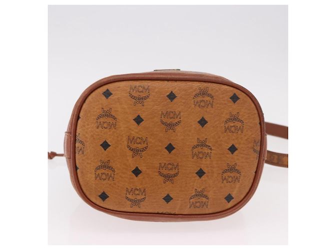 Sacca a cordino MCM Vicetos Logogram PVC Leather Brown Gold Auth 186663 Marrone D'oro - vista 5