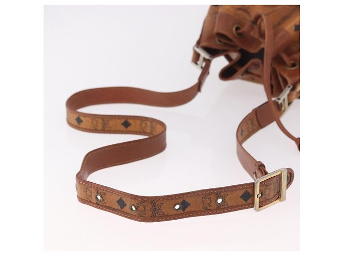 Sacca a cordino MCM Vicetos Logogram PVC Leather Brown Gold Auth 186663 Marrone D'oro - vista 7