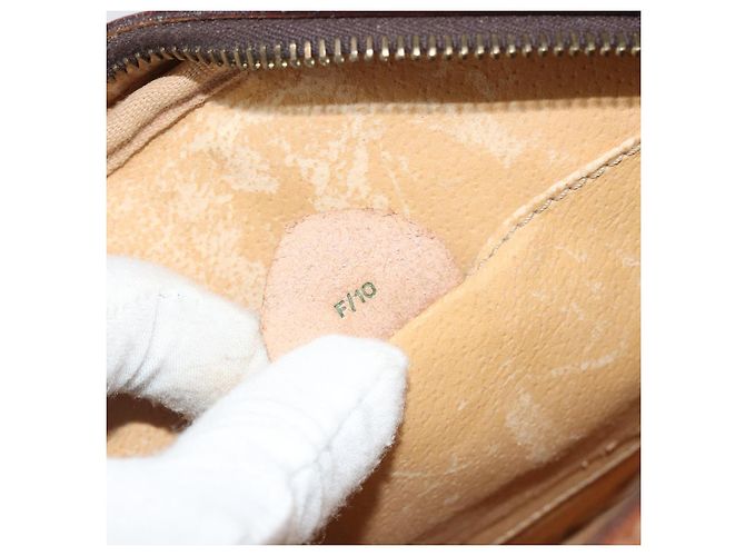Céline Borsa a tracolla CELINE in tela Macadam PVC Pelle Marrone Oro Auth 190422A D'oro - vista 12