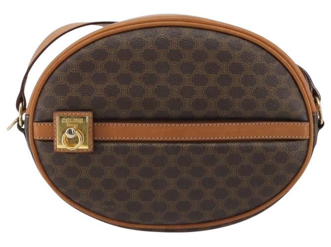 Céline Borsa a tracolla CELINE in tela Macadam PVC Pelle Marrone Oro Auth 190422A D'oro - vista 13