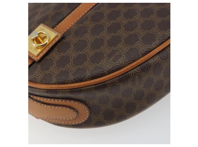 Céline Borsa a tracolla CELINE in tela Macadam PVC Pelle Marrone Oro Auth 190422A D'oro - vista 15