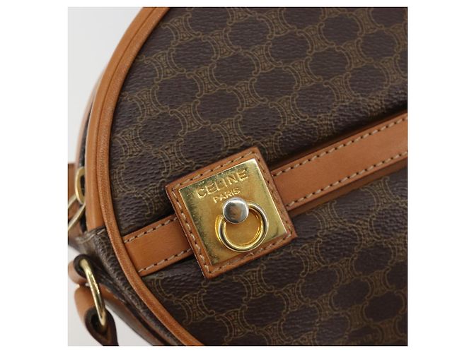 Céline Borsa a tracolla CELINE in tela Macadam PVC Pelle Marrone Oro Auth 190422A D'oro - vista 18