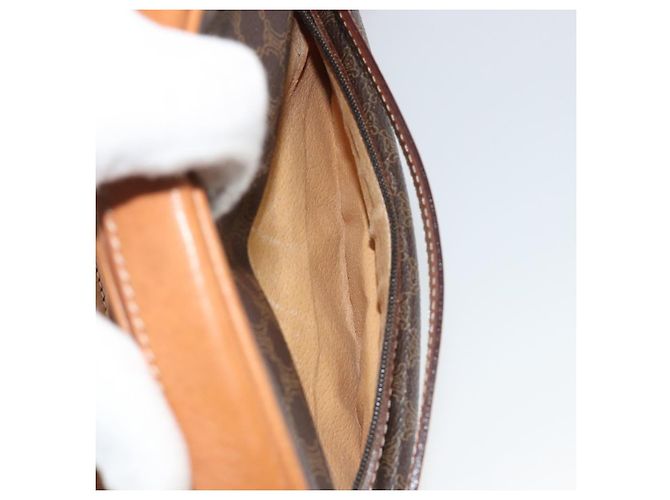 Céline Borsa a tracolla CELINE in tela Macadam PVC Pelle Marrone Oro Auth 190422A D'oro - vista 22