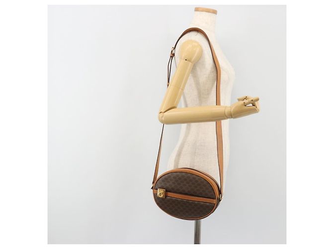 Céline Borsa a tracolla CELINE in tela Macadam PVC Pelle Marrone Oro Auth 190422A D'oro - vista 23