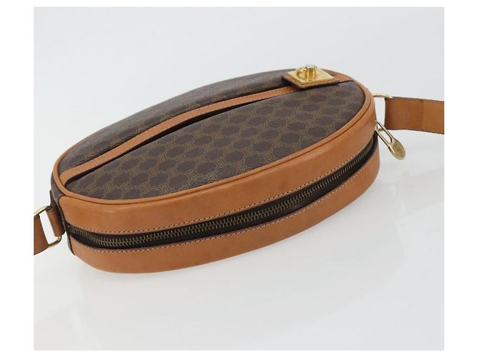 Céline Borsa a tracolla CELINE in tela Macadam PVC Pelle Marrone Oro Auth 190422A D'oro - vista 6