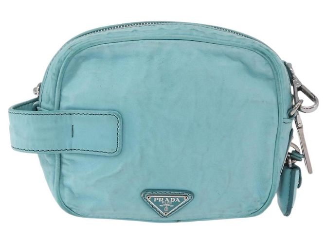 Borsa a tracolla PRADA in pelle azzurro chiaro argento Auth ka5130 Blu chiaro - vista 13