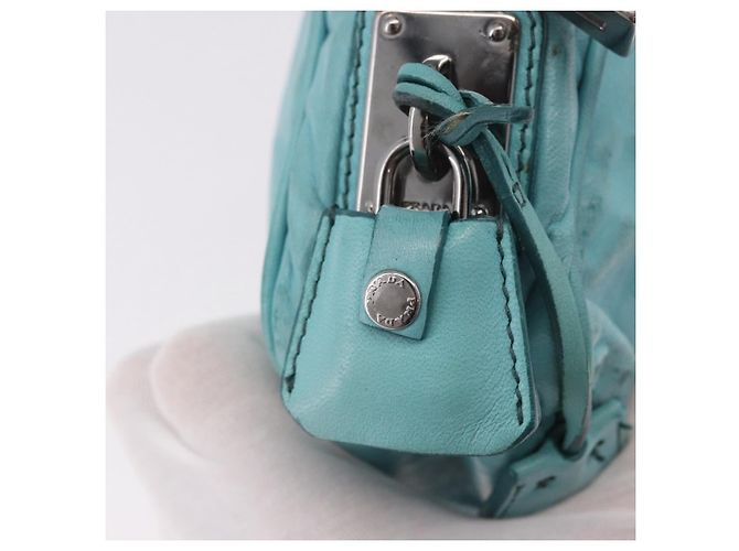 Borsa a tracolla PRADA in pelle azzurro chiaro argento Auth ka5130 Blu chiaro - vista 18