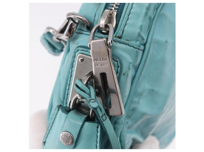 Borsa a tracolla PRADA in pelle azzurro chiaro argento Auth ka5130 Blu chiaro - vista 19