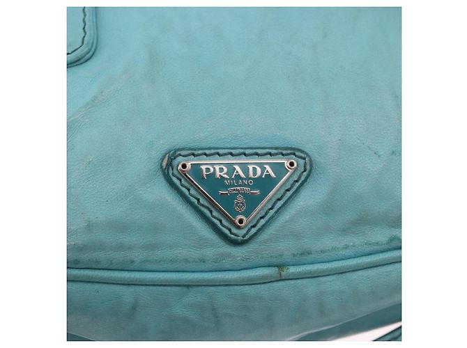 Borsa a tracolla PRADA in pelle azzurro chiaro argento Auth ka5130 Blu chiaro - vista 20