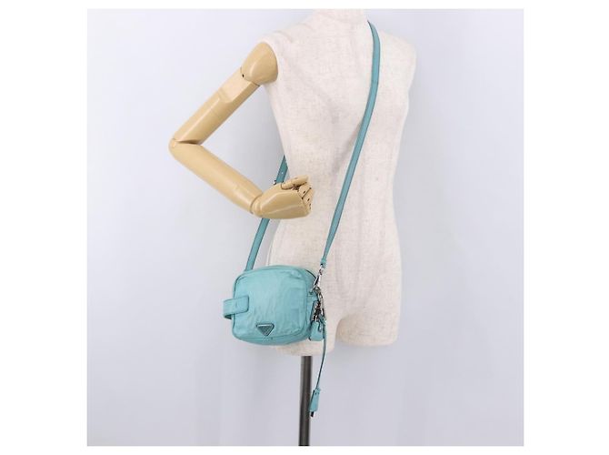 Borsa a tracolla PRADA in pelle azzurro chiaro argento Auth ka5130 Blu chiaro - vista 26