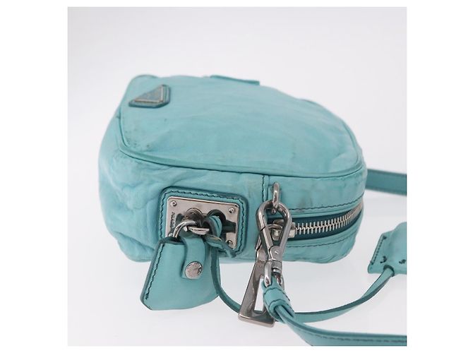 Borsa a tracolla PRADA in pelle azzurro chiaro argento Auth ka5130 Blu chiaro - vista 4