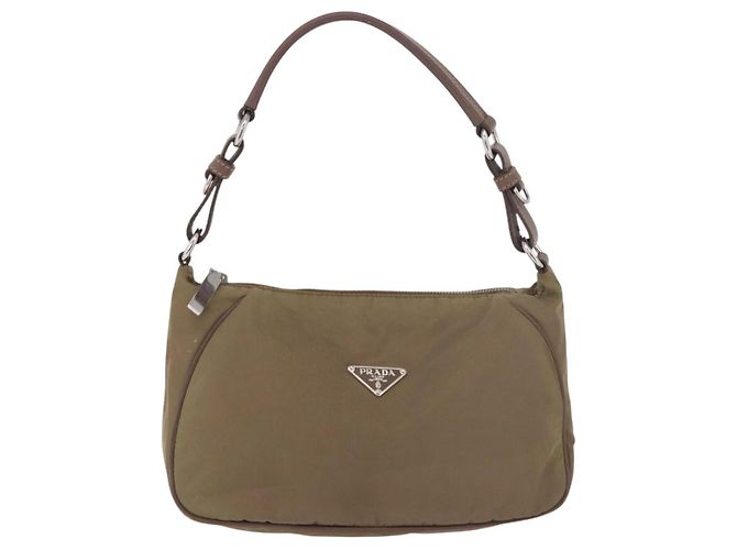 Borsa a Spalla PRADA Nylon Verde Argento Auth 189427 - vista 13