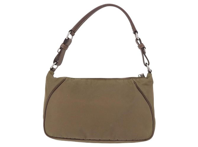 Borsa a Spalla PRADA Nylon Verde Argento Auth 189427 - vista 2
