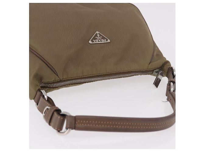 Borsa a Spalla PRADA Nylon Verde Argento Auth 189427 - vista 6