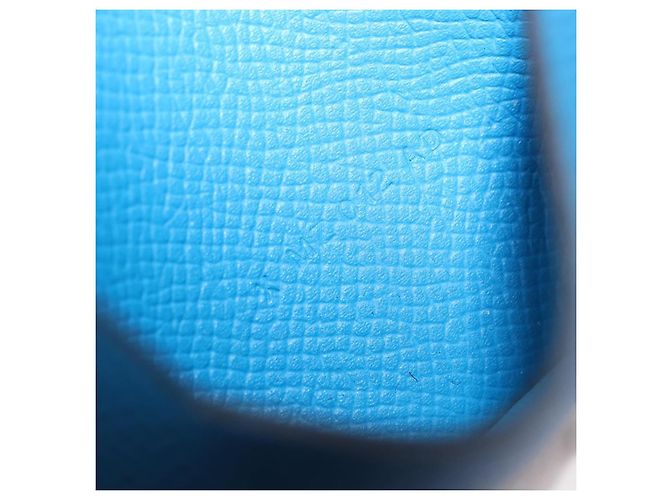 Hermès HERMES Bean Card Case Leather Blue Silver Auth 191663M Silvery - view 11