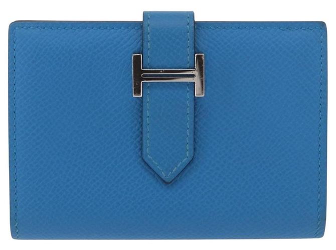 Hermès HERMES Bean Card Case Leather Blue Silver Auth 191663M Silvery - view 13