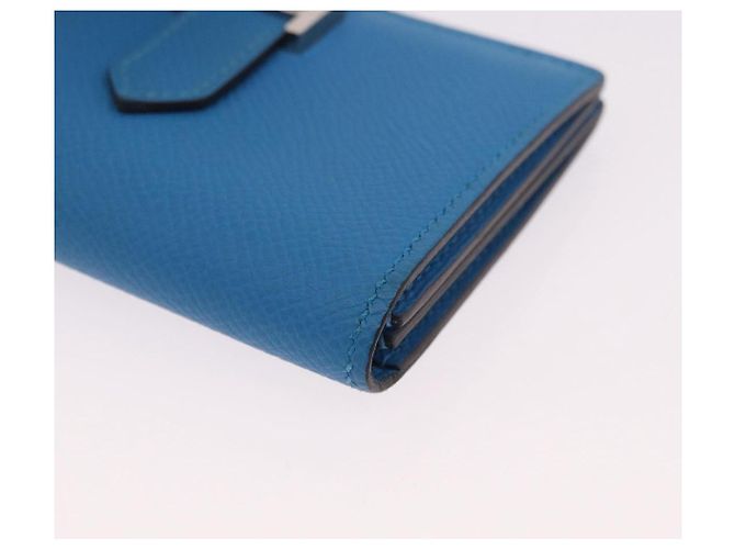 Hermès HERMES Bean Card Case Leather Blue Silver Auth 191663M Silvery - view 14