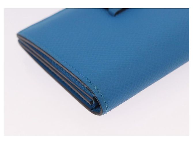 Hermès HERMES Bean Card Case Leather Blue Silver Auth 191663M Silvery - view 15