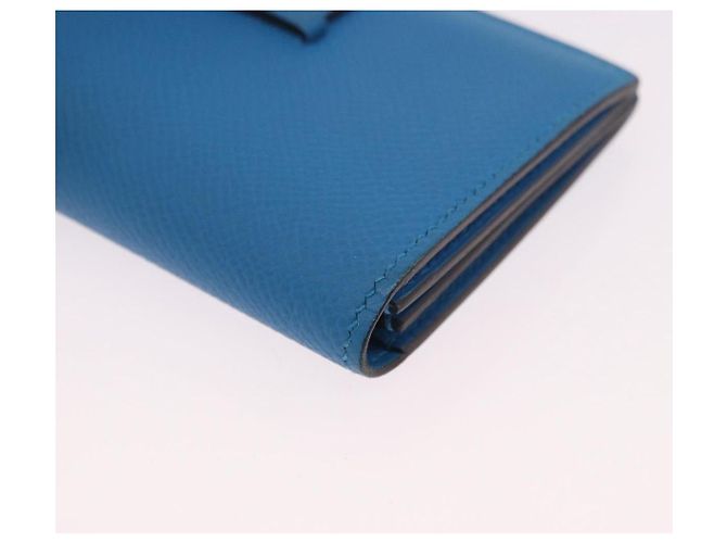 Hermès HERMES Bean Card Case Leather Blue Silver Auth 191663M Silvery - view 16