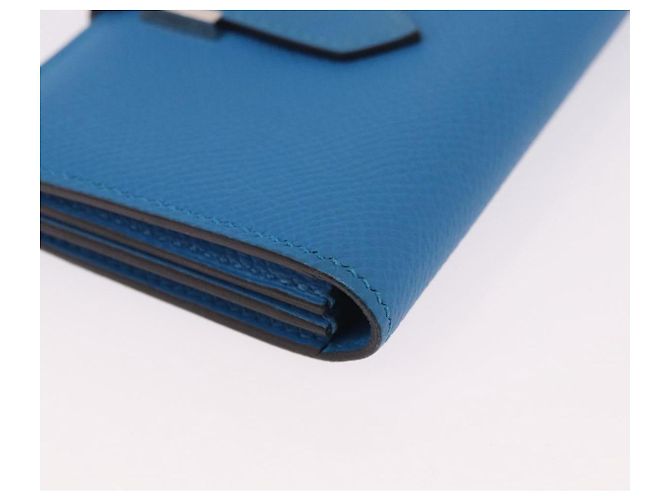 Hermès HERMES Bean Card Case Leather Blue Silver Auth 191663M Silvery - view 7