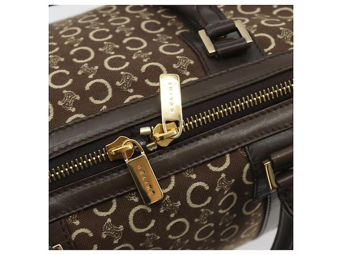 Céline CELINE Borsa Boston in Tela C Macadam Marrone Oro Auth gh2216A D'oro - vista 10