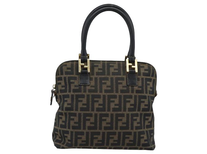 FENDI Zucca Canvas Handtasche Schwarz Braun Authentisch mr2746 - Ansicht 13
