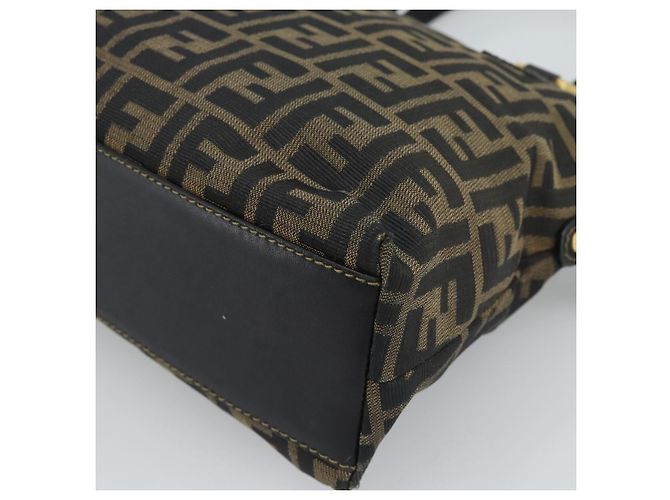 FENDI Zucca Canvas Handtasche Schwarz Braun Authentisch mr2746 - Ansicht 15