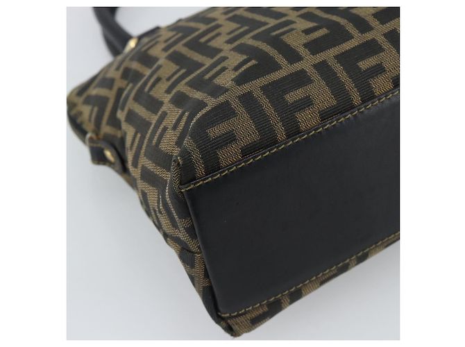 FENDI Zucca Canvas Handtasche Schwarz Braun Authentisch mr2746 - Ansicht 16