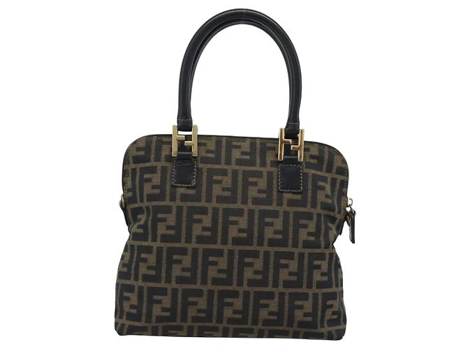 FENDI Zucca Canvas Handtasche Schwarz Braun Authentisch mr2746 - Ansicht 2